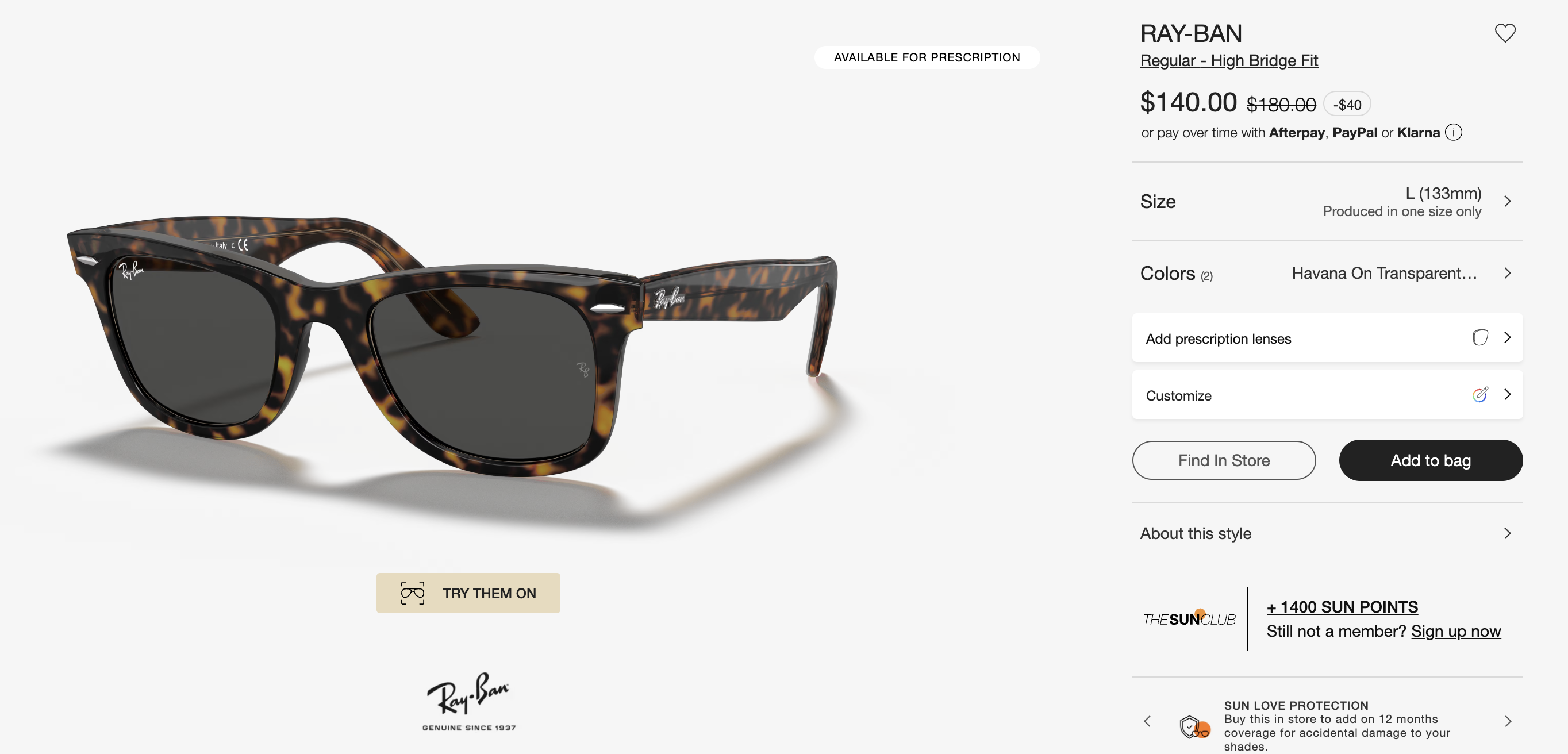 RAY BAN • Gafas / Lentes de Solen Promoción Online